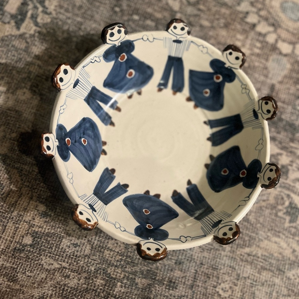 Teacher Gift 🎁 Art Pottery Ring of Friends Bowl artist signed